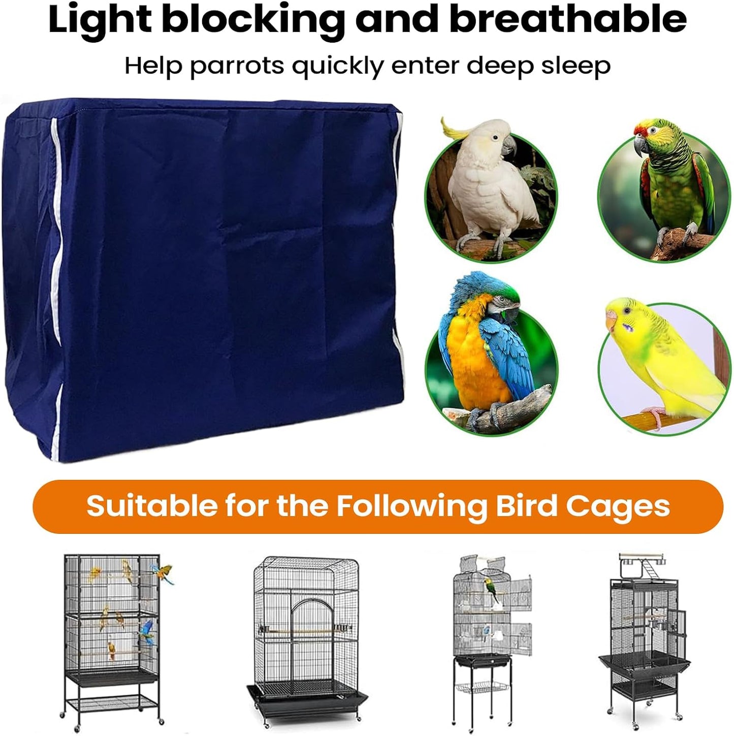 Bird Cage Covers for Night - Windproof Breathable Dustproof Fabric, Light Blocking Pet Crate Cover | Bird Cage Cover for Parakeet, Parrot, Canary, Cockatiel, Finch, Lovebird, Cockatoo, Conure, Aviary - Image 9