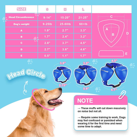 Prohear hearing protection for dogs with gel padding