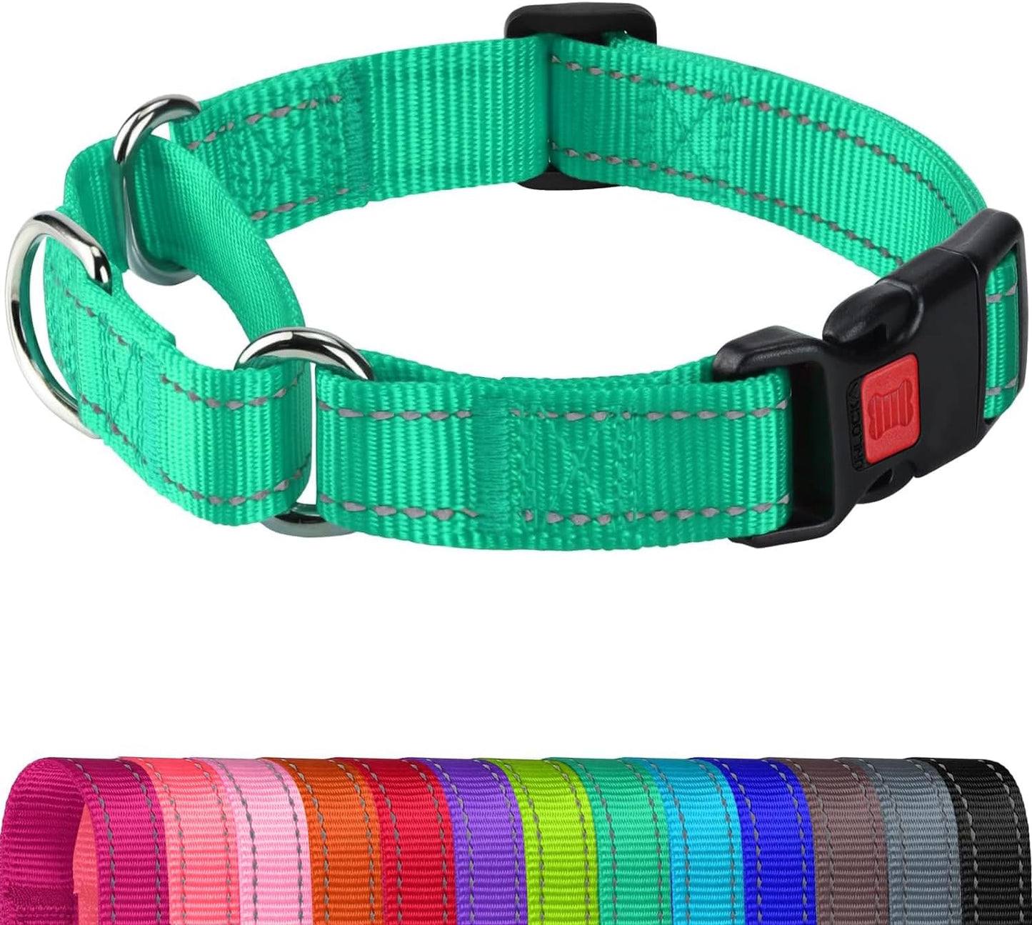Joytale Martingale Collar for Dogs, Reflective Escape Proof Training Dog Collars with Safety Lock Buckle, No Slip Soft Nylon for Medium Pets, Hotpink, M - Image 15