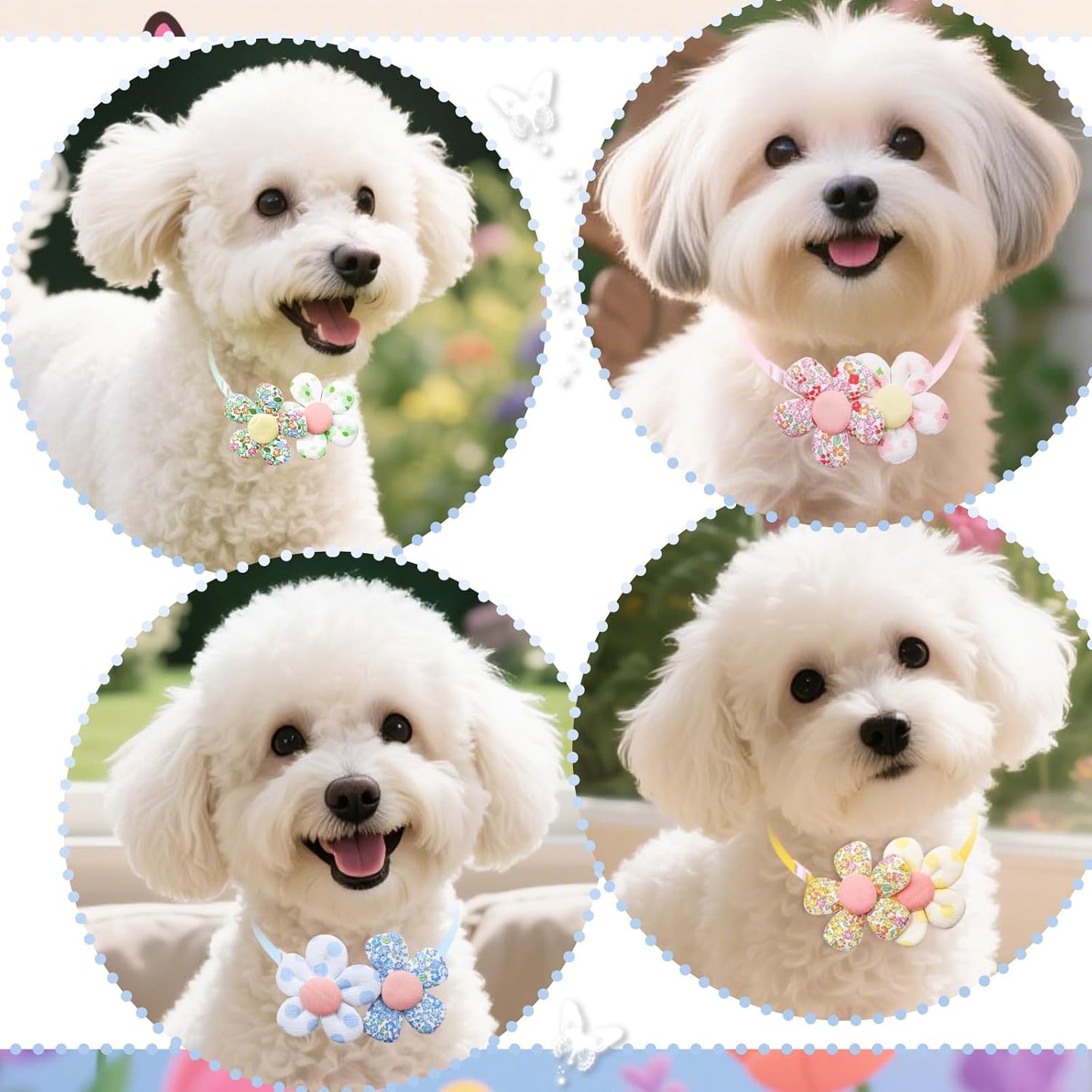 10PCS Cute Flower Dog Collar Charms, Adjustable Small Medium Dog Bow Tie Collars, Pet Bowties & Dog Grooming Accessories for Dogs Cats (Style A) - Image 9