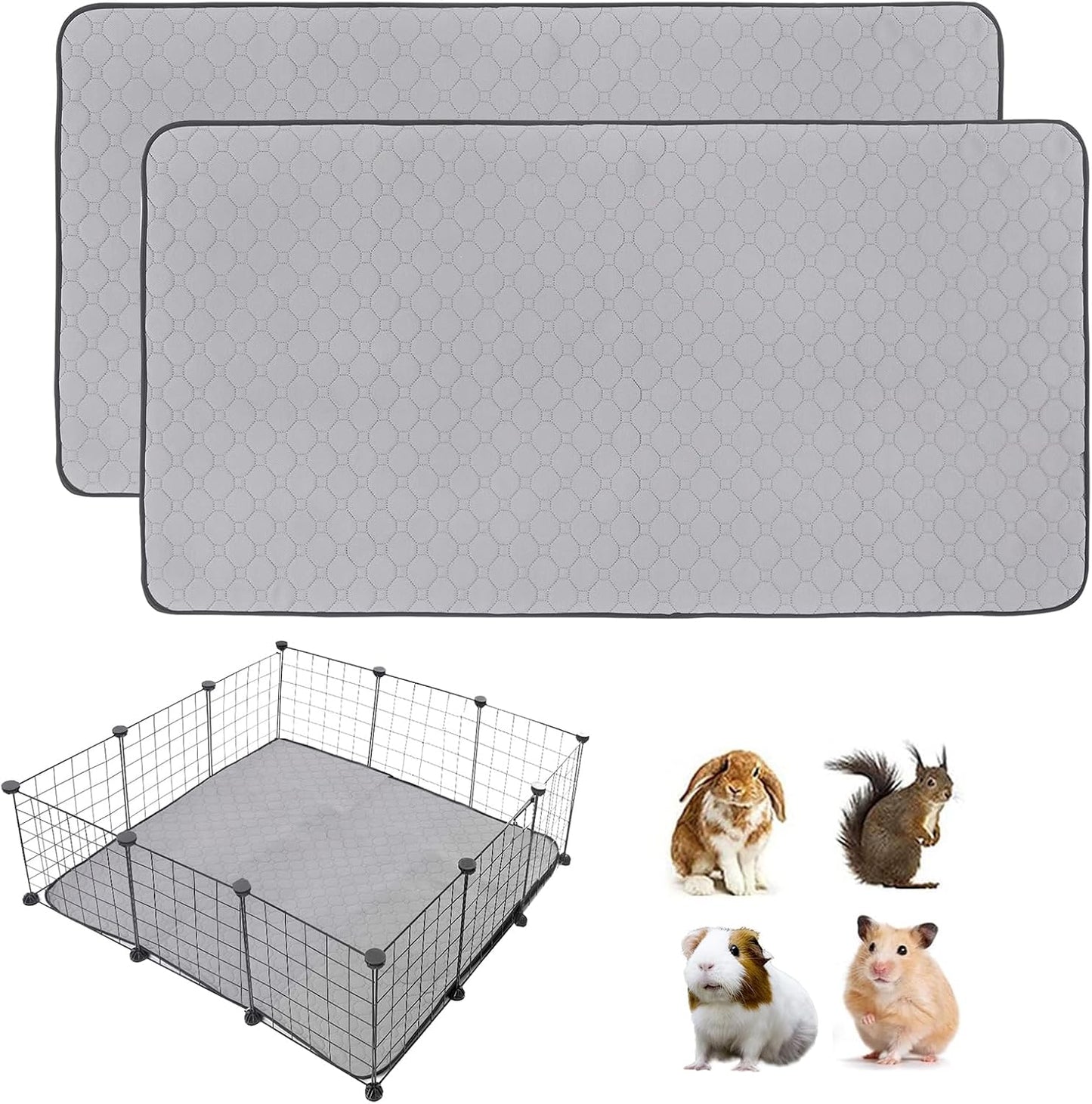 2Pack Guinea Pig Cage Liners, LWYMX 24''X48'' Washable Guinea Pig Pee Pads, Non Slip Reusable Super Absorbent Guinea Pig Training Mat Bedding Fleece for Small Animals Hamster Rabbit Chinchilla Rat - Image 15