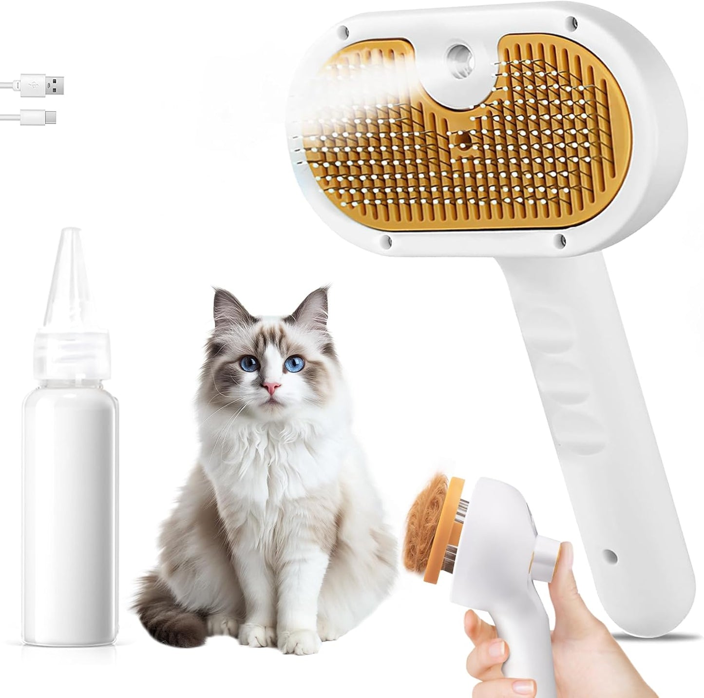 Pet Steam Brush for Dog & Cat - 3-in-1 Spray Hair Removal Comb for Shedding & Grooming, Softens Fur & Reduces Static - Water Brush for Long & Short Coats, Bath-Hating Pets, Includes Waterless Shampoo - Image 14