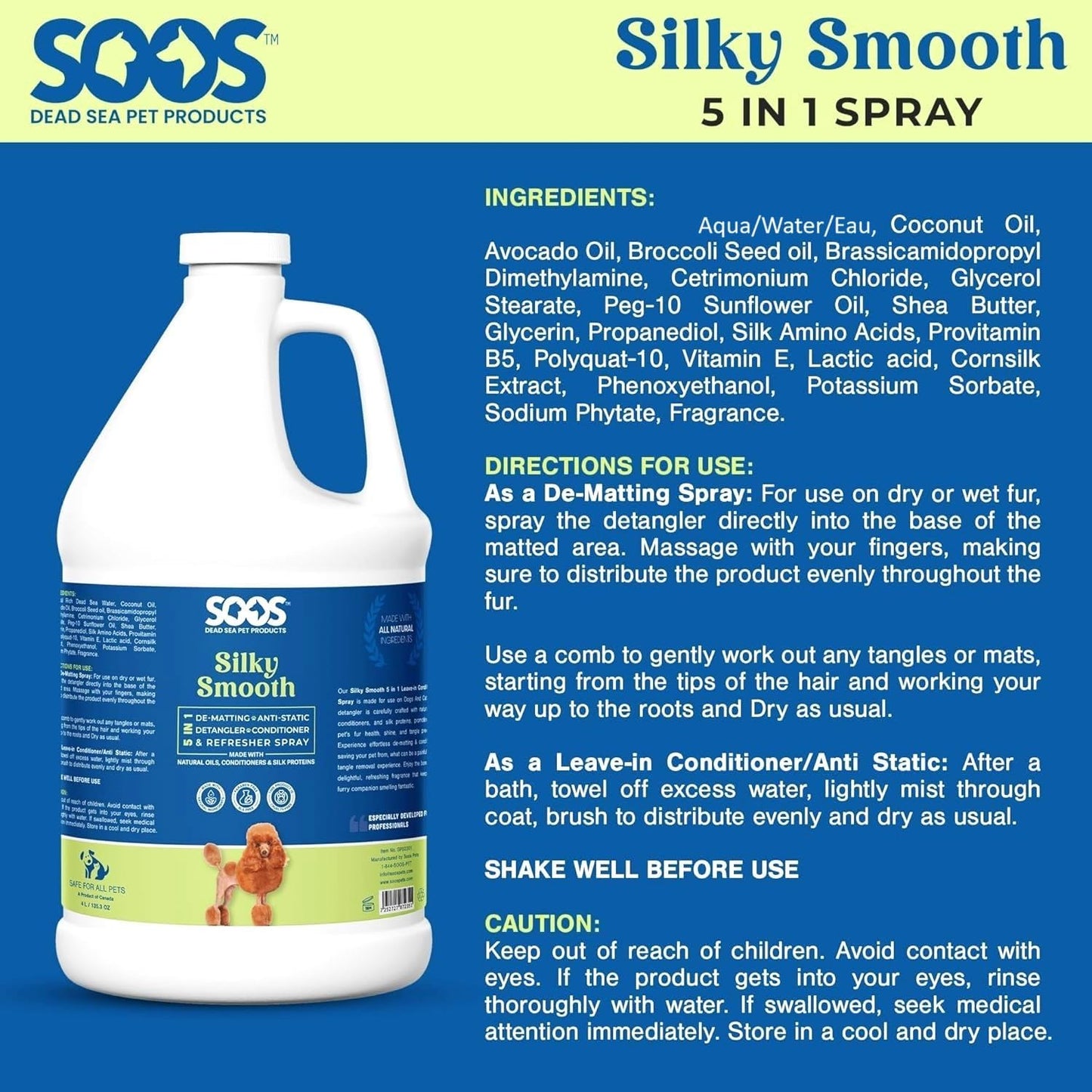 Refillable solution for pet salons showing bulk 4 Liter bottle dimensions