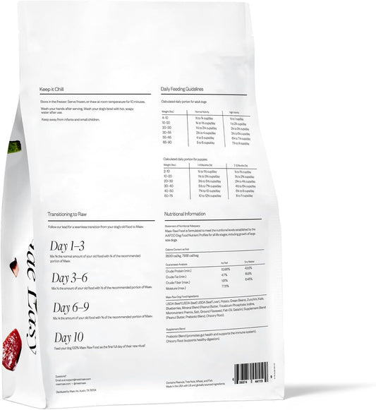Maev Weight and Digestion beef dog food packaging