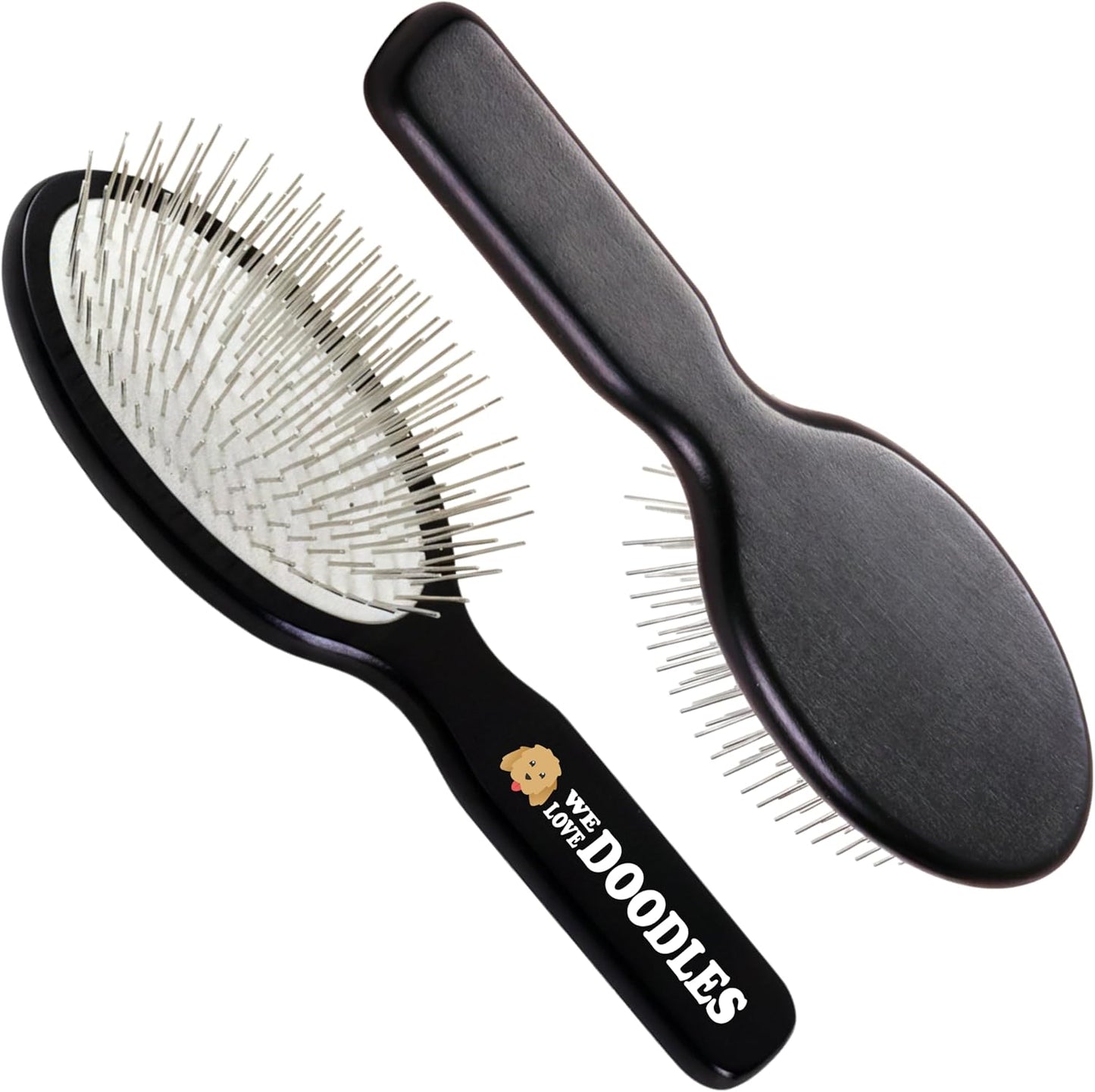 Complete packaging of the authentic USA imported We Love Doodles professional dog pin brush.