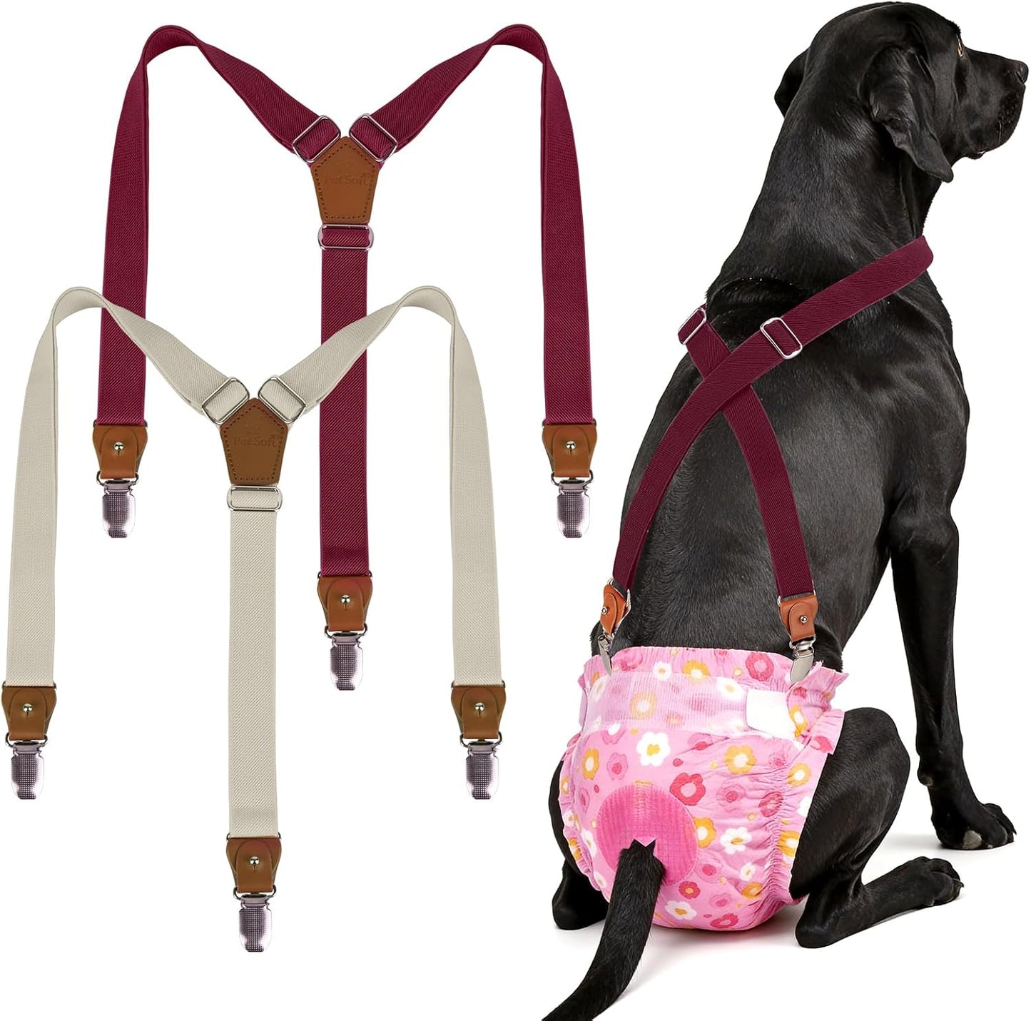 Pet Soft Dog Suspenders 2 Pieces Female Dog Diaper Suspenders for Dogs Diaper Keeper Suspender for Skirt, Dress, Diapers (Black & Pink, XS/S) - Image 15