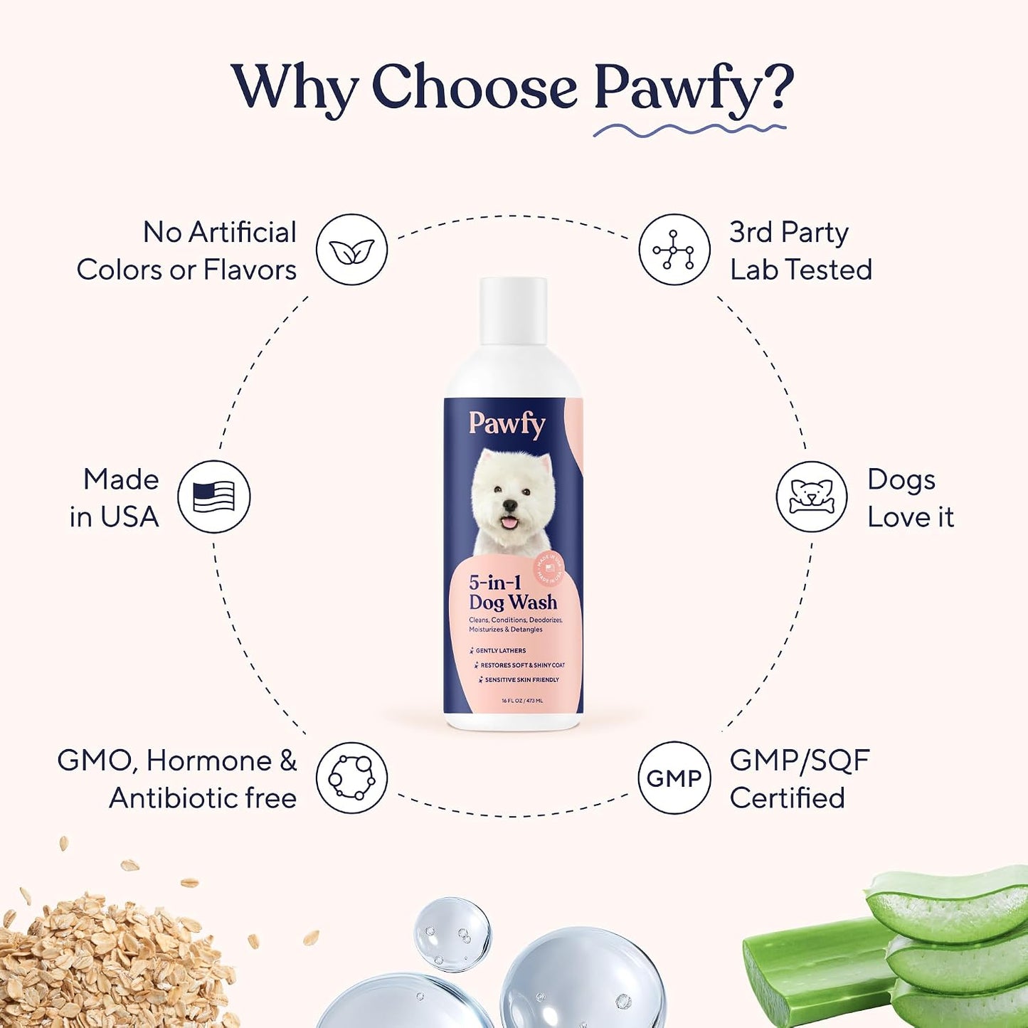 Pawfy hypoallergenic dog wash for soothing dry irritated skin.