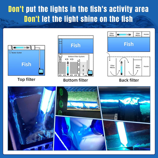 Submersible aquarium UV lamp for algae removal
