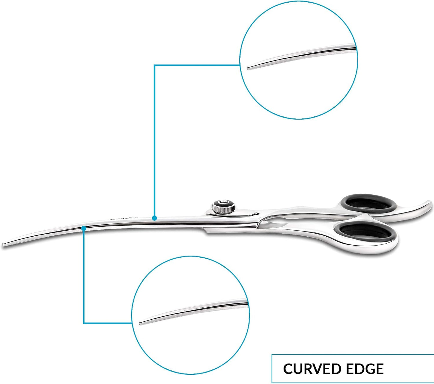 Ergonomic handle of Laazar pet shears with comfort rings