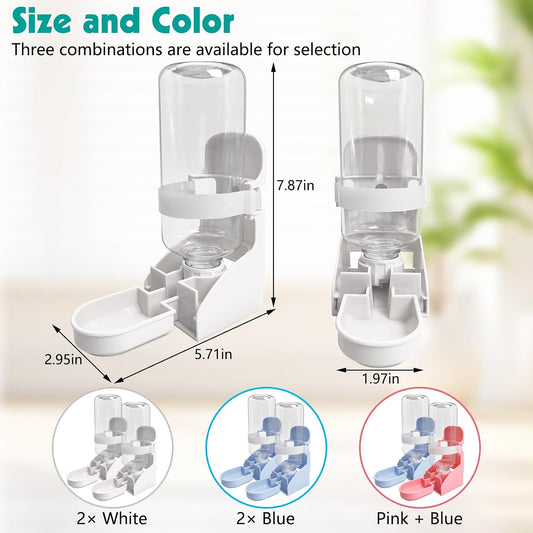 kathson 2PCS Rabbit Water Bottle, 17oz Hanging Water Fountain Automatic Dispenser No Leak WaterFeeder for Bunny Chinchilla Guinea Pig Hedgehog Ferret - Image 2