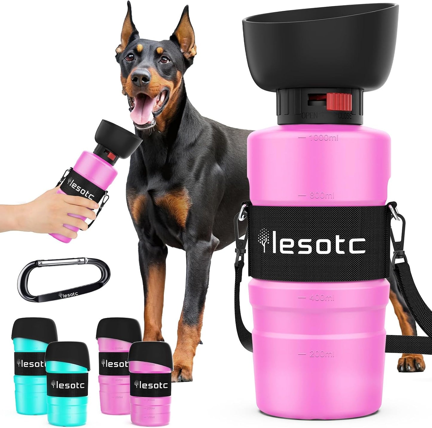 lesotc Dog Water Bottle, Portable Water Dispenser with Bowl, Leak Proof Pet Travel Squeeze Bottle, Puppy Essentials Dog Stuff Accessories for Outdoor Walking, Hiking, Camping - Image 15