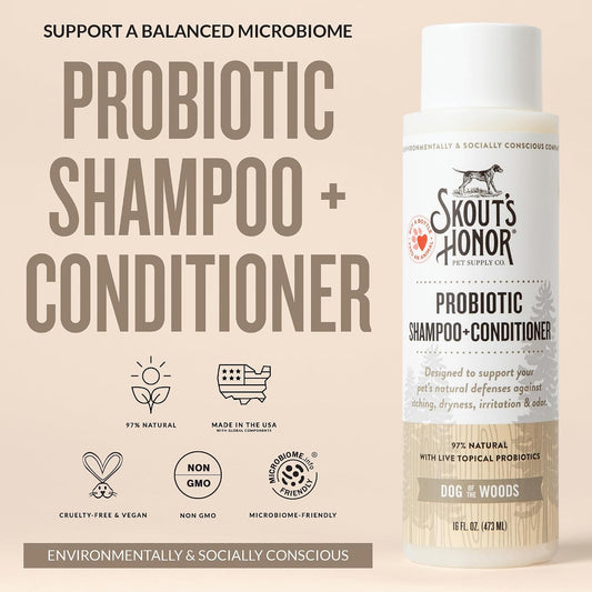 Skout's Honor probiotic pet grooming product label details