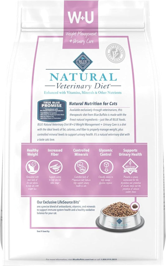 Blue Buffalo prescription cat food chicken flavor bag showing veterinary care text
