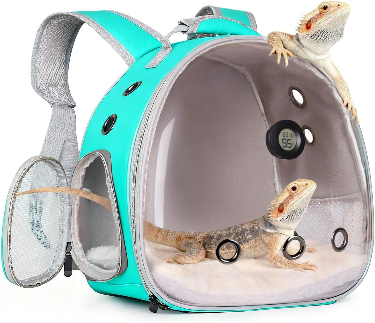 Bearded Dragon Travel Backpack Carrier with Reptile Thermometer and Humidity Gauge Lizard Travel Cage Space Capsule Clear Bubble Window Astronaut Reptile Bag for Ball Python (Pink, Carrier) - Image 15