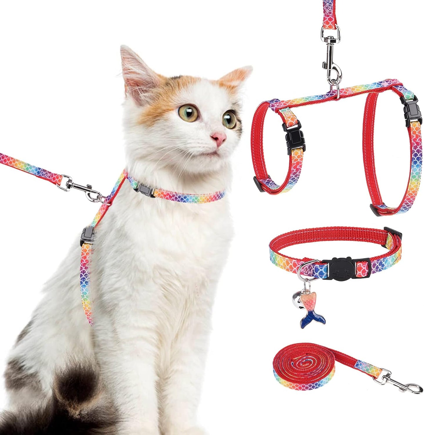 PAWCHIE Cat Harness with Leash and Collar Set - Escape Proof Adjustable H-shped Cat Harness with Star and Moon Pattern Glow in The Dark for Kitty Outdoor Walking - Image 15