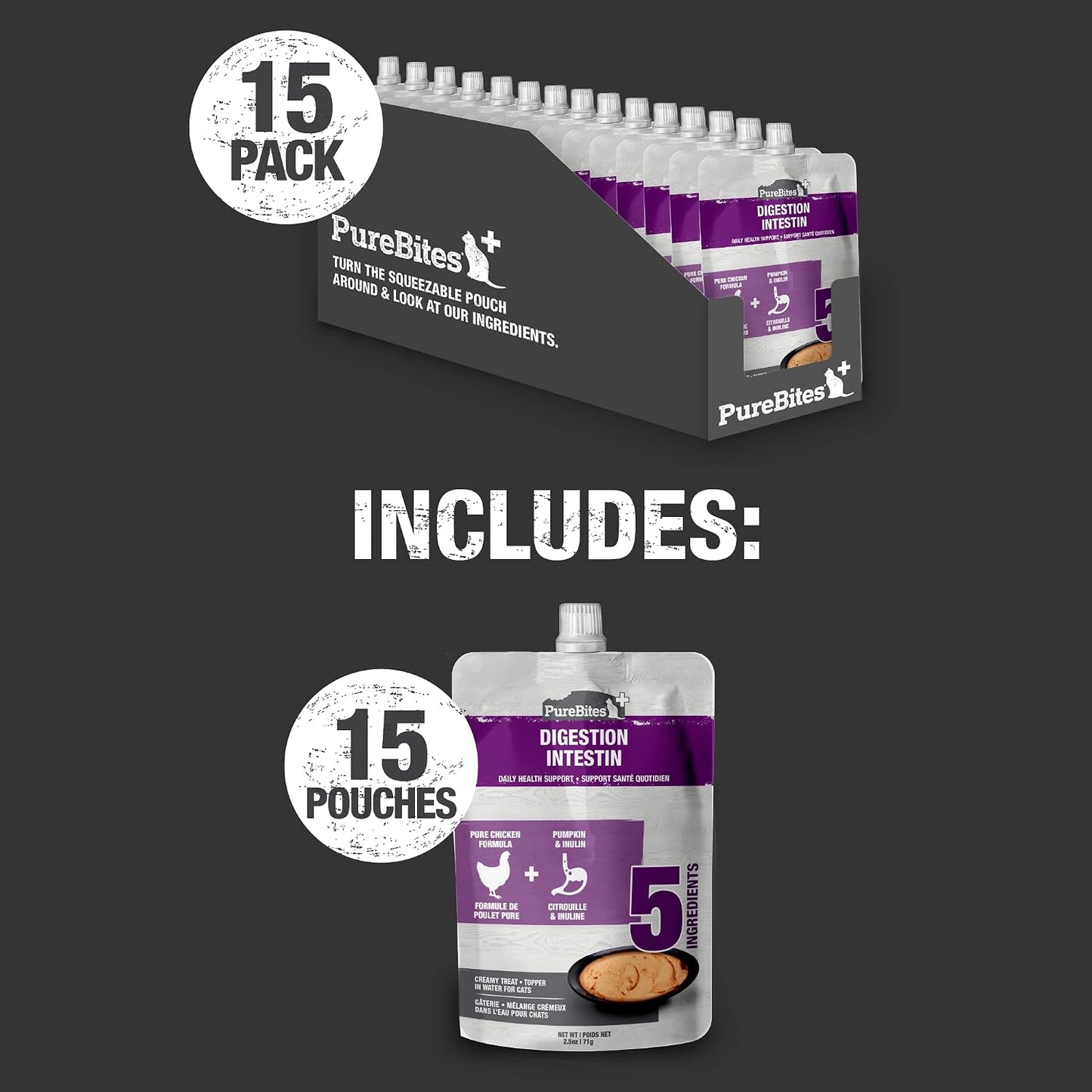 PureBites digestion squeezable daily nutrition cat treat packaging
