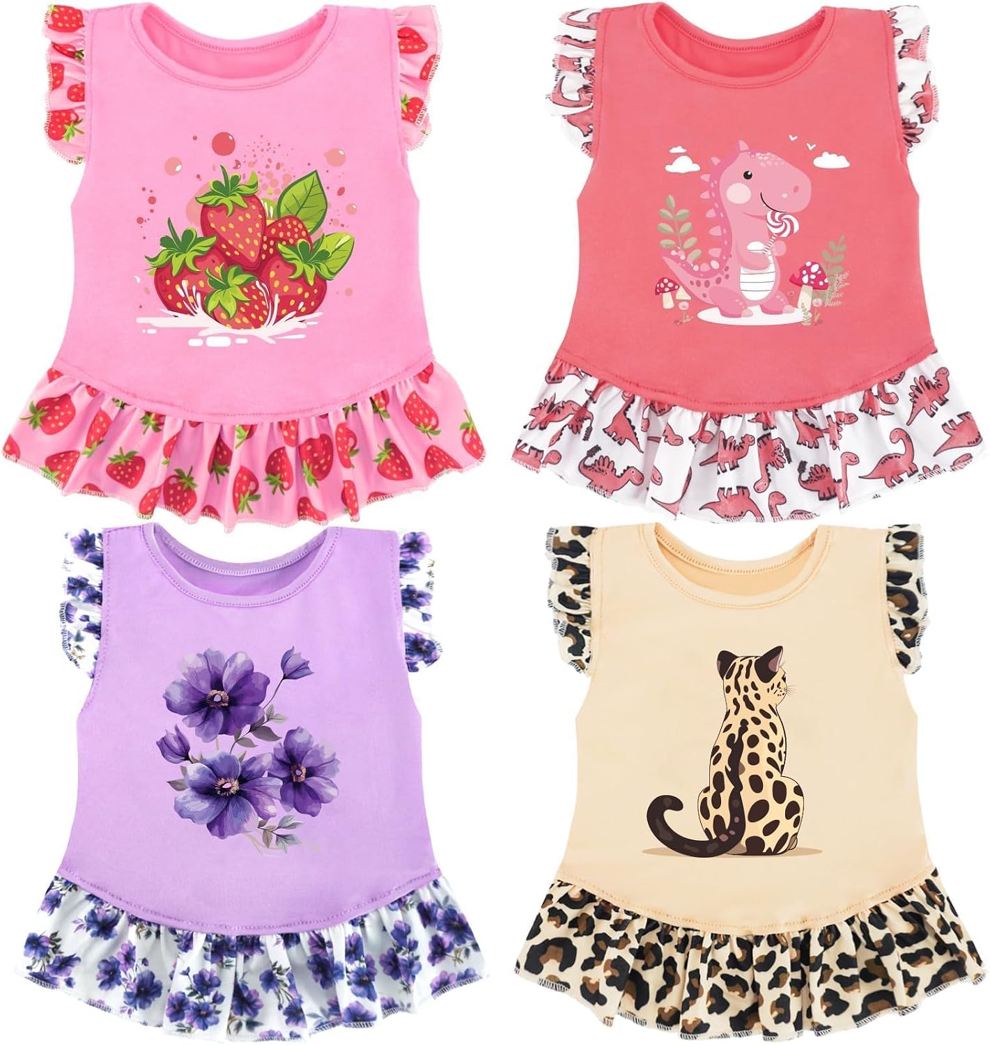 XPUDAC 4 Pack Pet Dog Dress Dog Clothes Girl Puppy Shirt Yorkie Clothes Cute Doggie Dress Pet Apparel for Small Dogs and Cats (Pink Angel, Small(4.5-8lbs)) - Image 12
