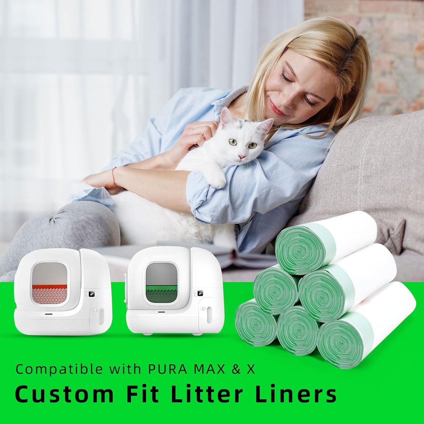 Loveishere premium imported smart litter box replacement bags six rolls kit