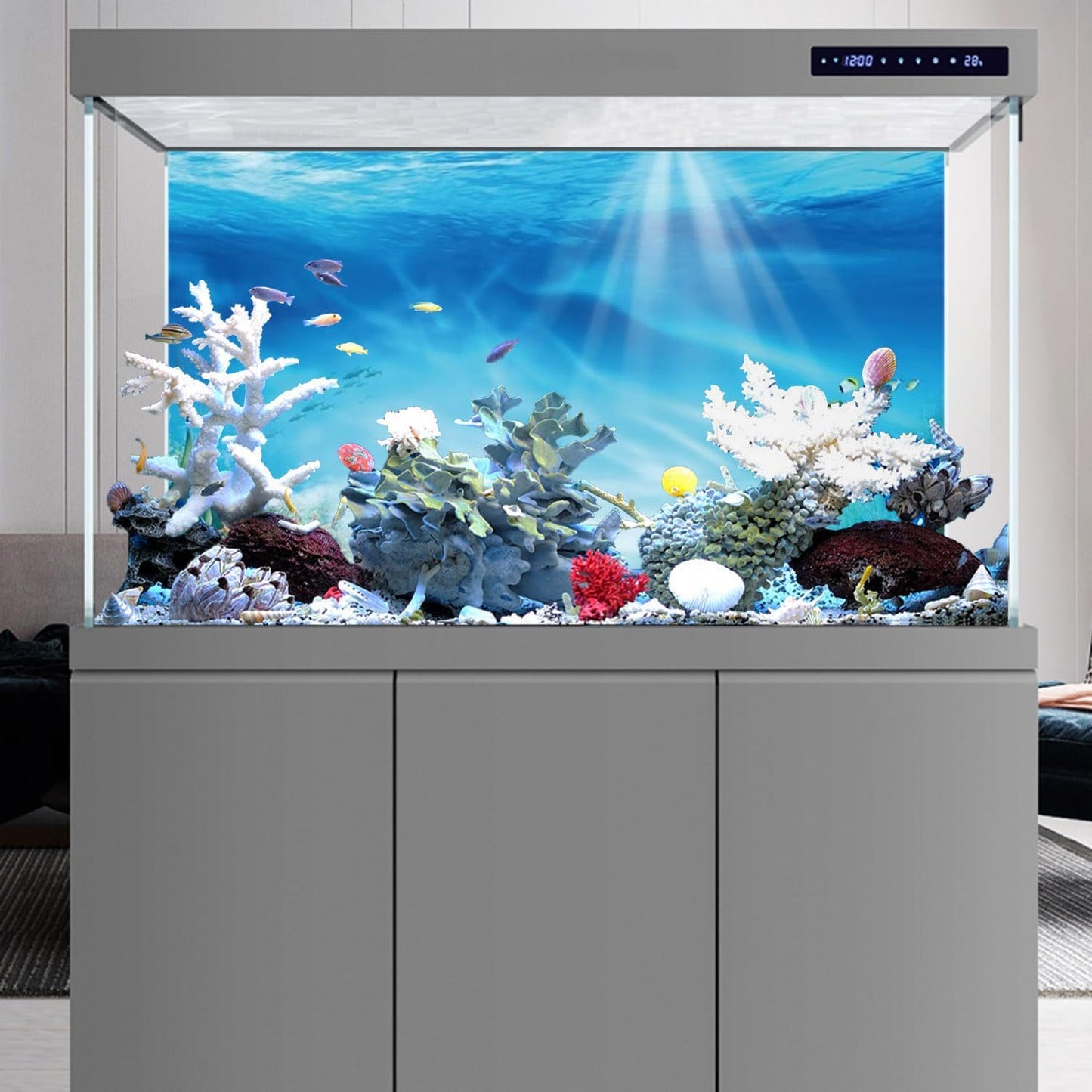 Marine life scene aquarium decoration backdrop for home fish tanks