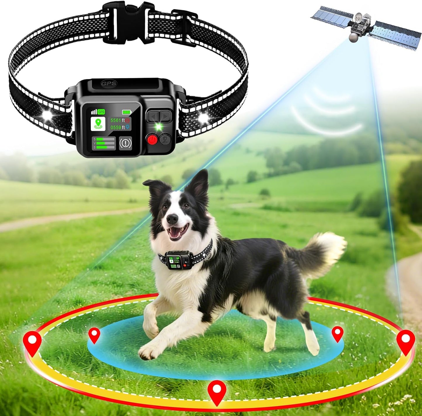 GPS Wireless Dog Fence System, Electric Dog Fence Using GPS Electric Satellite Technology, IPX7 Waterproof Rechargeable Design, GPS Dog Collar Has 2 Modes Circular and Free-Form Fence - Image 9