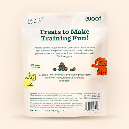 Woof Love Nuggets bite-sized jerky treats for dogs