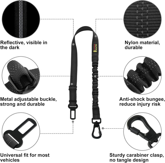 Black adjustable dog car safety harness attachment