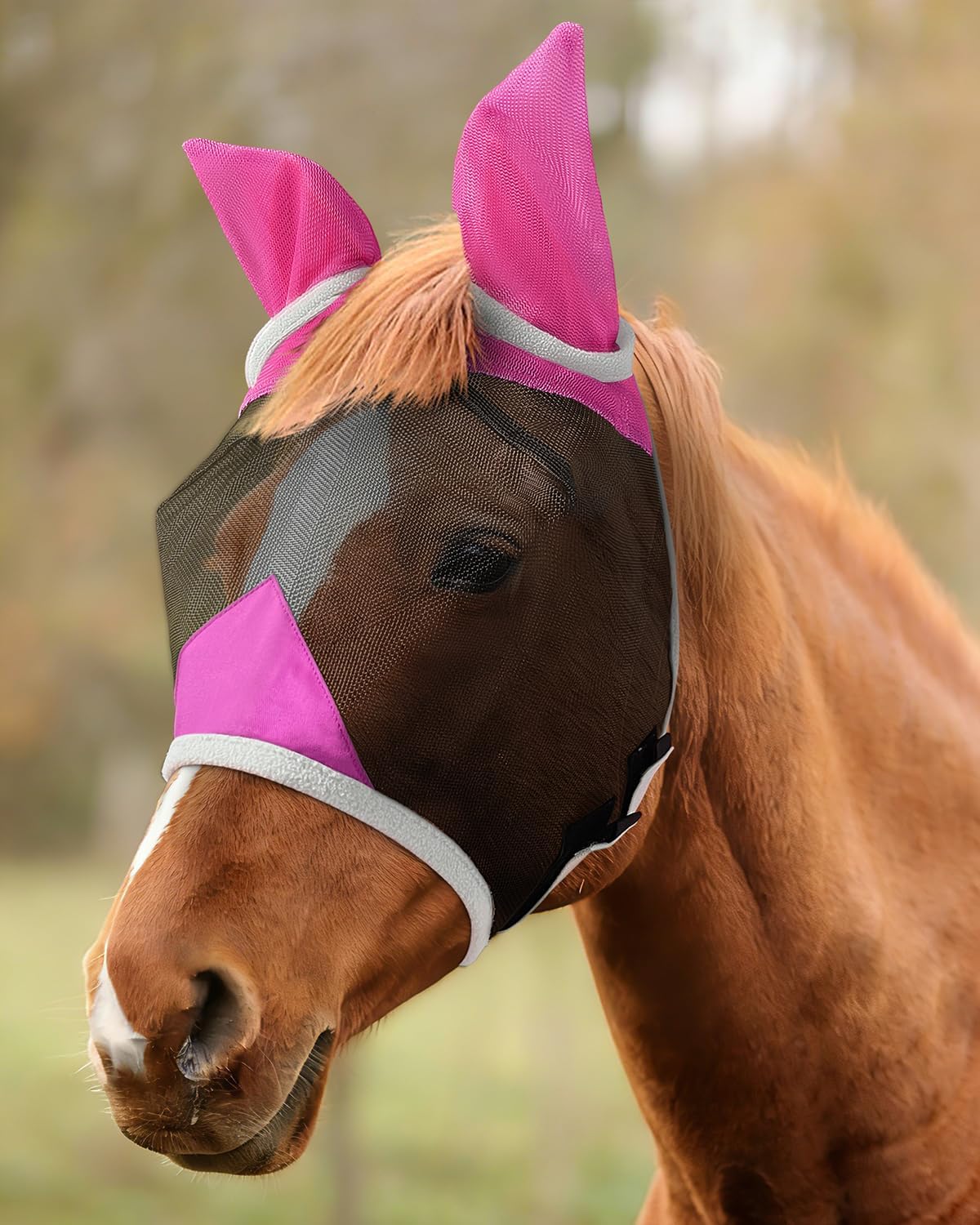 Hilltown Fly Mask for Horse with Ears - Teslin Mesh, 3D Eye Space, Forelock Opening, UV Protection, Adjustable Fit for Pasture, Grazing & Stable - Full, Blue - Image 11
