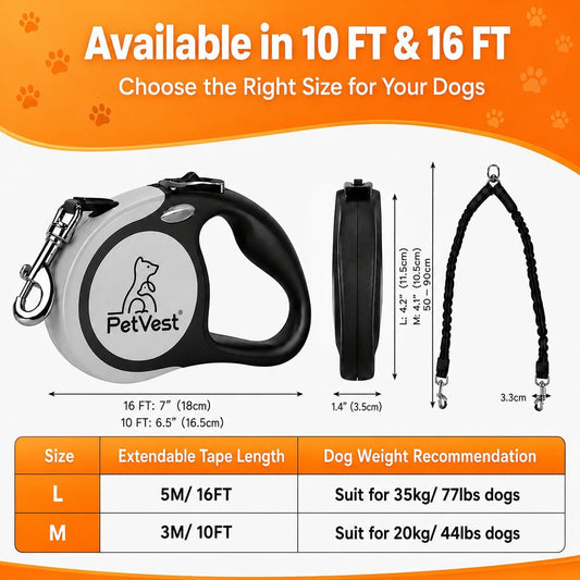 Close up of PetVest dual leash handle and brake buttons