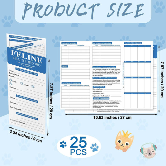Dunzoom kitten vaccination record card unfolded displaying clear pre-printed medical tracking fields.