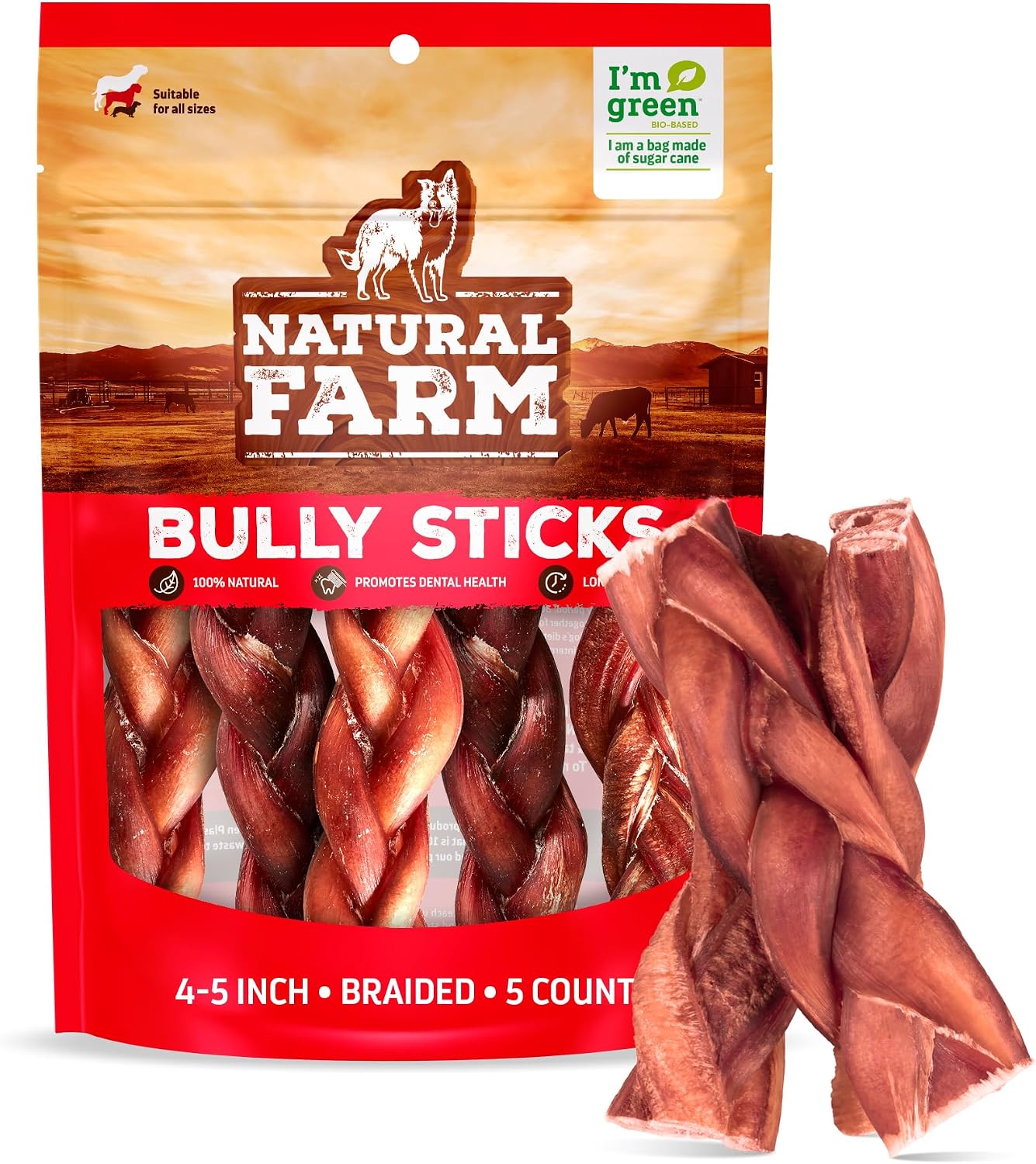 Natural Farm Odor-Free Braided Bully Sticks (6 Inch, 10 Pack) - 100% Grass-Fed Beef, Grain-Free, Low Fat & Fully Digestible Dental Treats - Safest Long Lasting Pizzle Chews to Keep Your Dog Busy - Image 14
