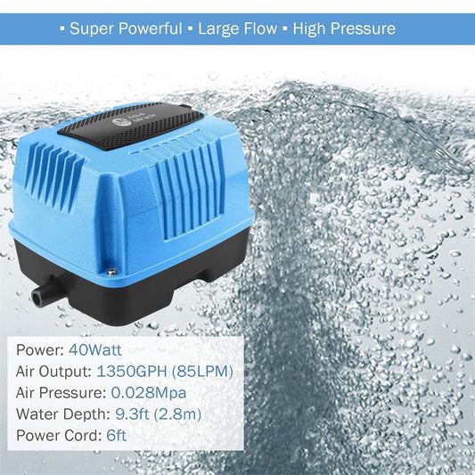 AquaMiracle air pump blue aluminum casing side profile