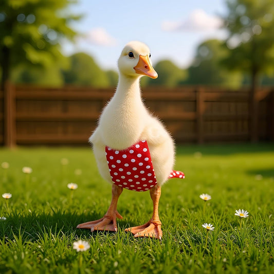 Magnoloran 2 Pack Chicken Diapers showing the inner waterproof lining pouch and adjustable elastic H-straps.