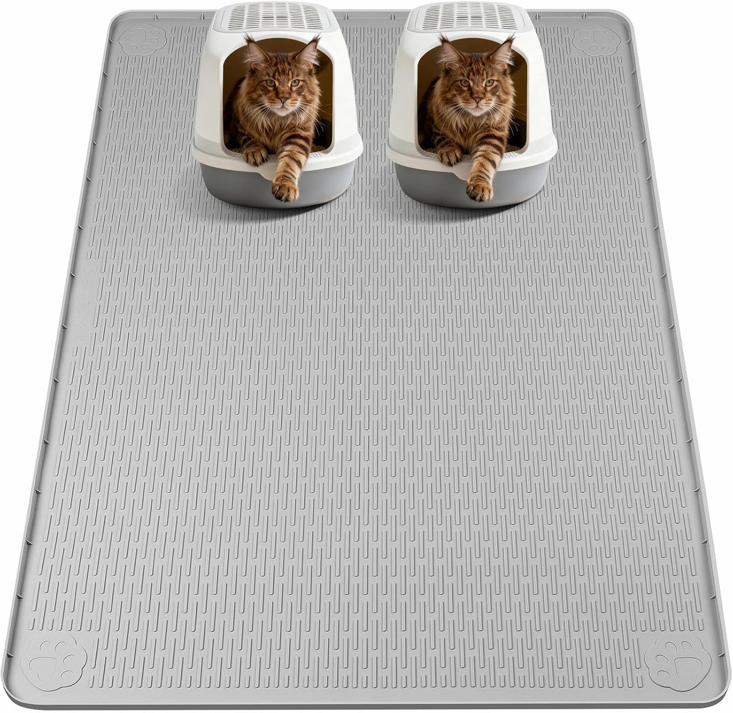 Cat Litter Mat, Extra Large 40" x 28" Silicone Mat Litter Trapping Mat for Scatter Control, Soft on Kitty Paws, Easy to Clean (Gray) - Image 15