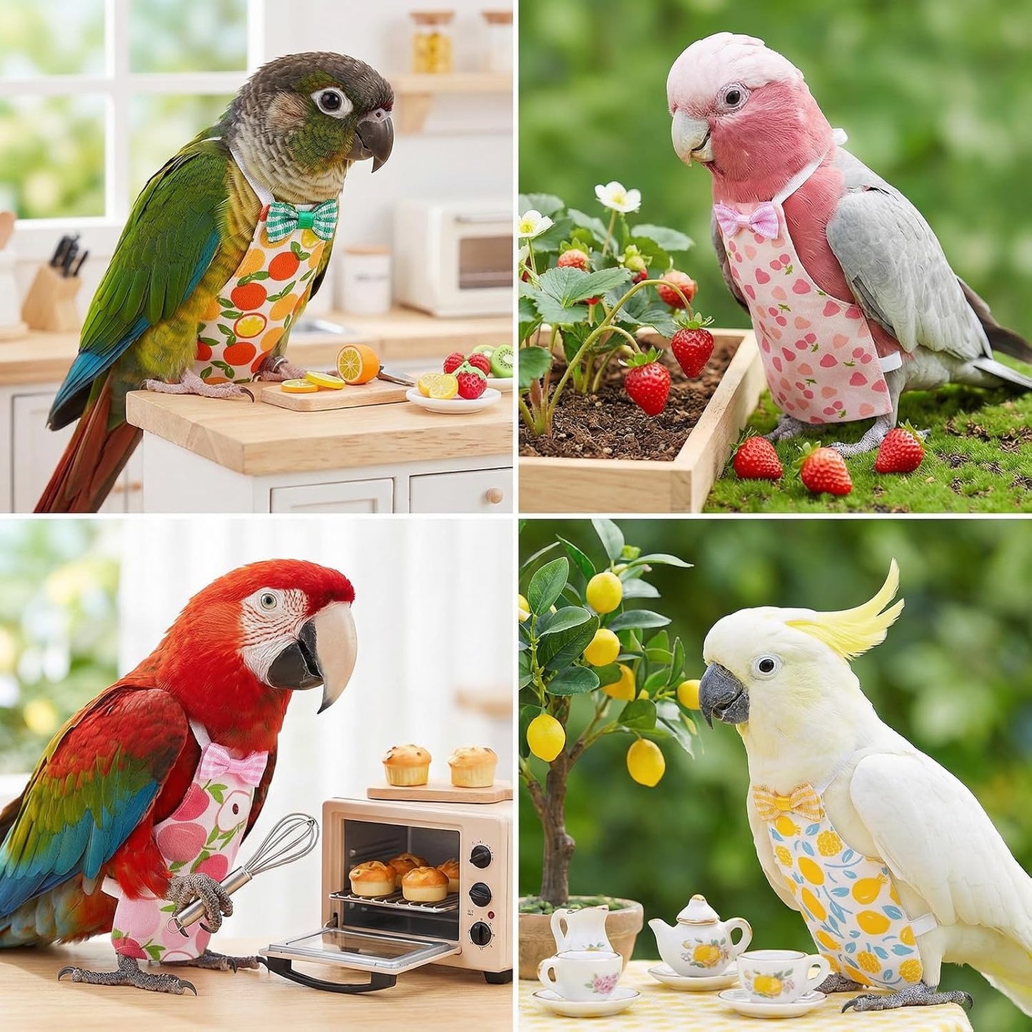 Waterproof parrot diaper clothing pack designed for mess free indoor pet care.
