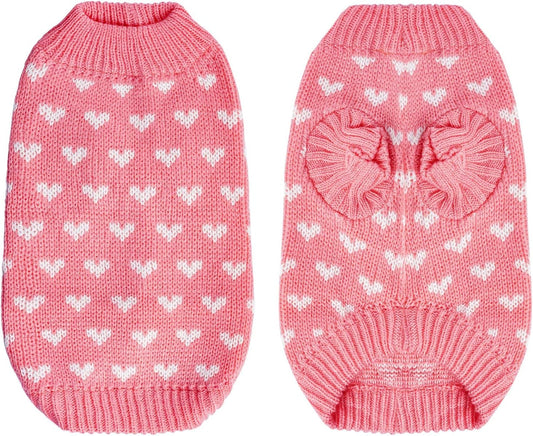 Dxhycc pink heart pattern pet pullover close up knit texture details
