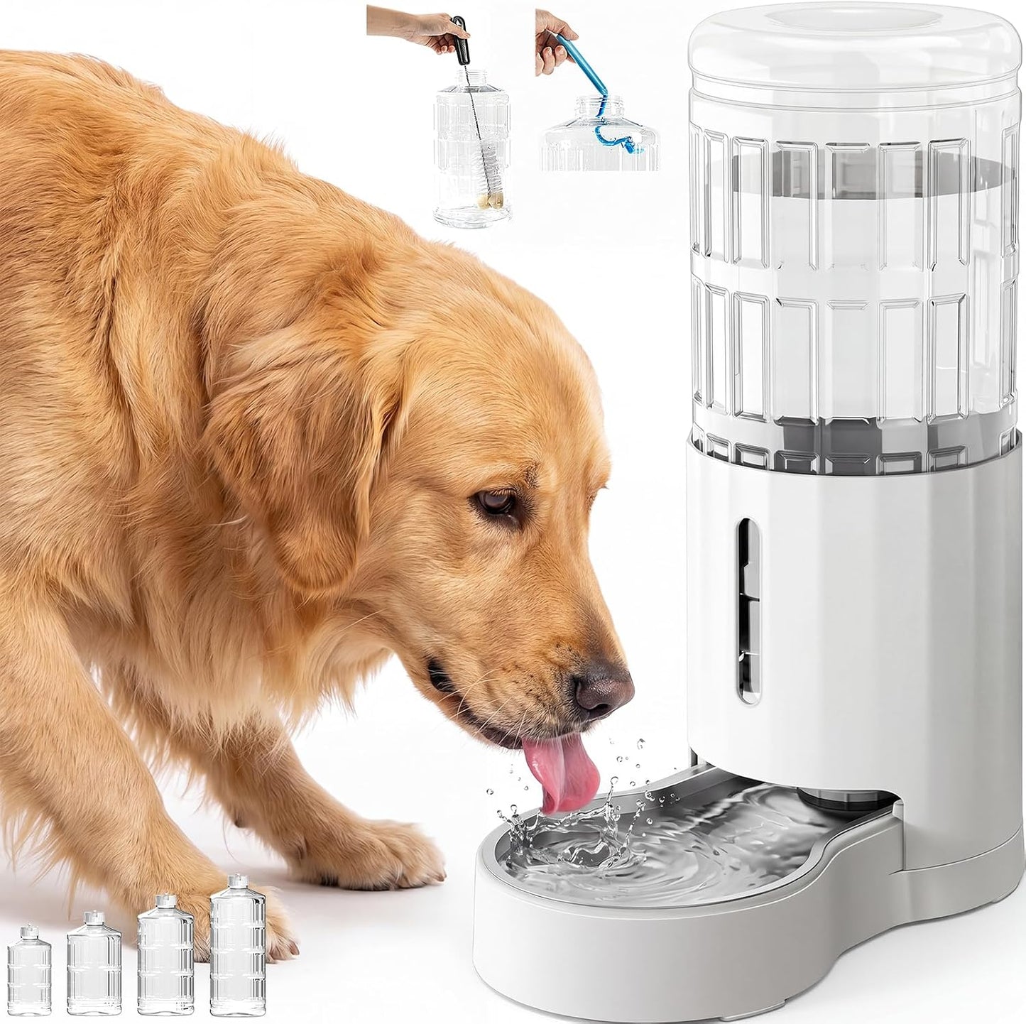 CZPET Dog Water Bowl Dispenser 8L, Wider Mouth & Upgraded Brush for Easy Cleaning Automatic Cat Gravity Refilling Waterer with Removable Stainless Steel Bowl, Large Drinking Area for Multi-Pet (Black) - Image 15