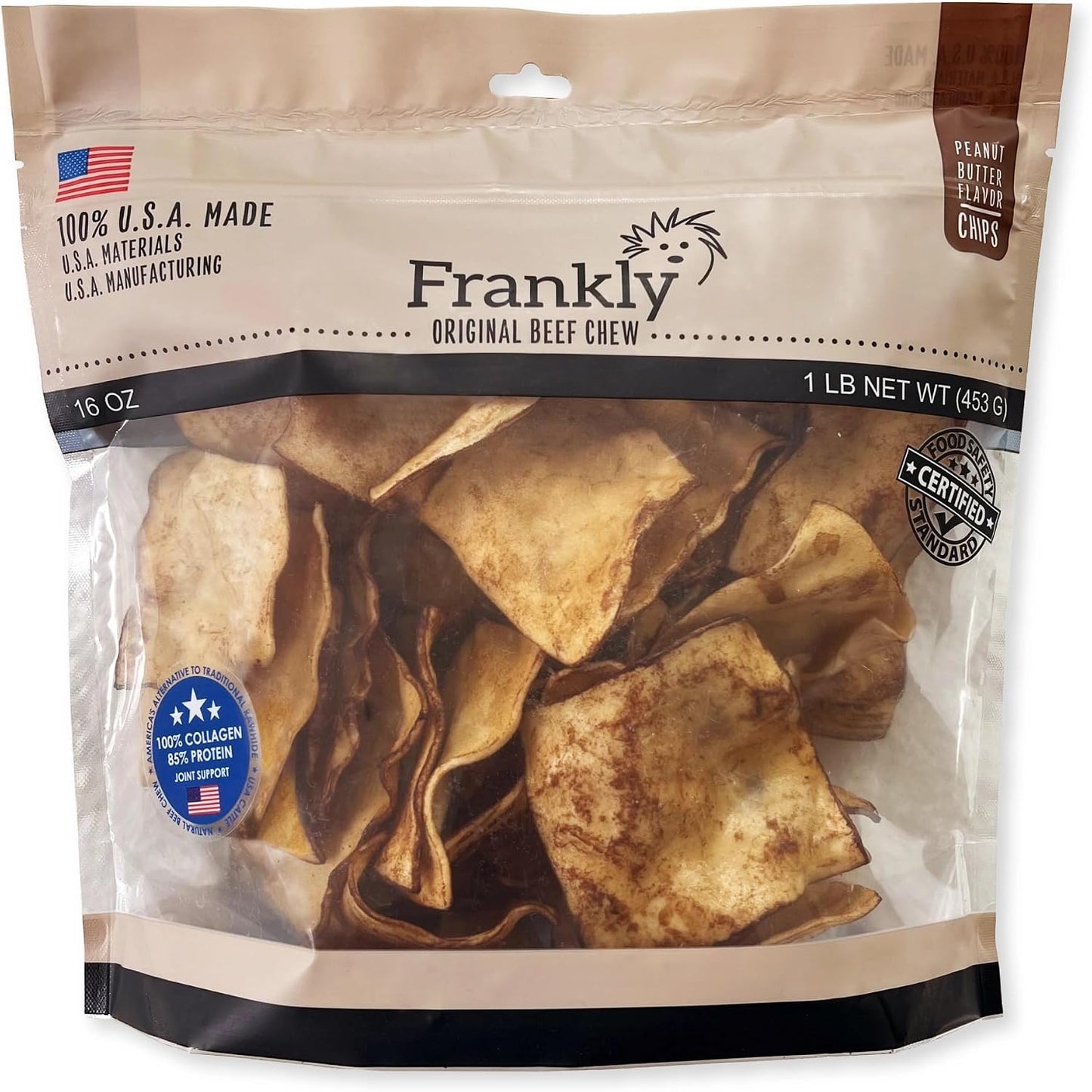 Frankly Natural safe rawhide alternative beefhide chew snacks for all dog sizes