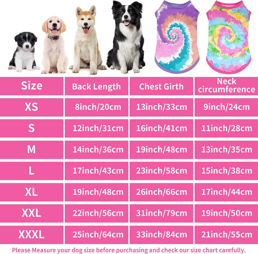 Small dog wearing pink and purple tie dye sleeveless tank top