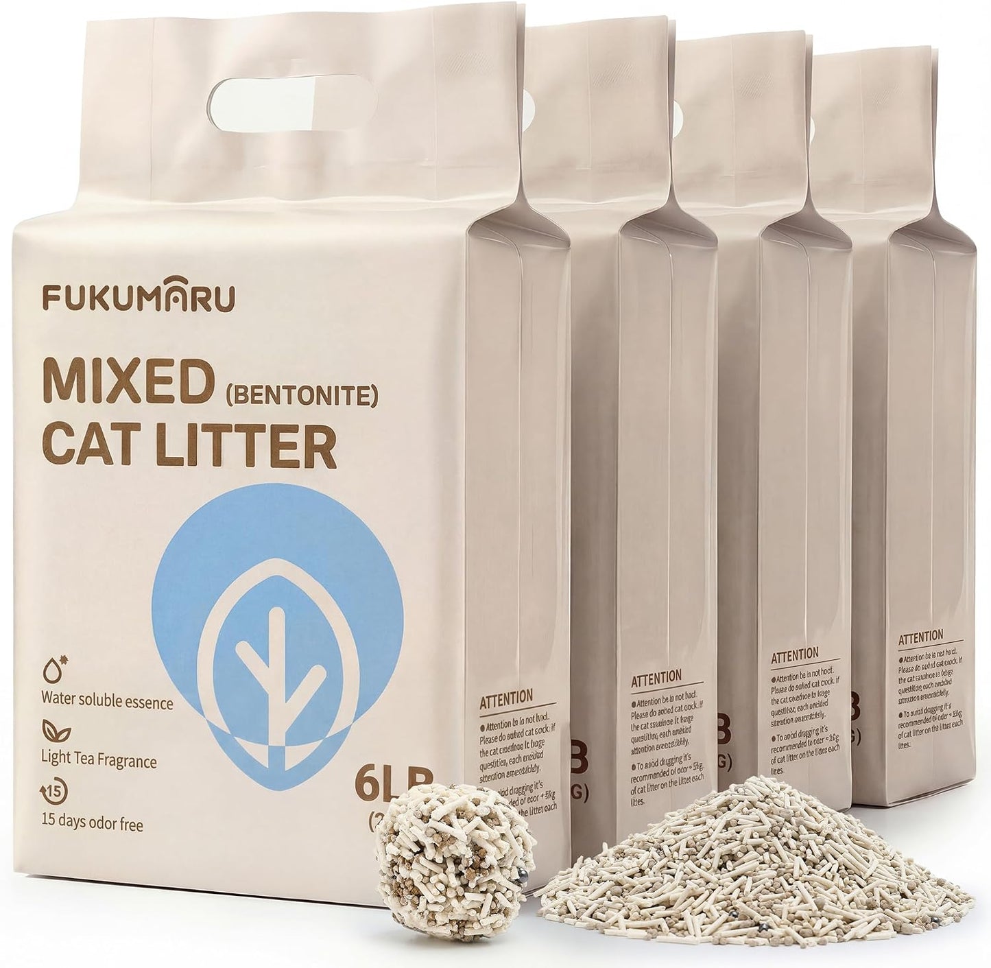FUKUMARU Tofu Cat Litter - Natural Lightweight Unscented Cat Litter Pellets, Dust Free Quick Clumping, Effective Odor Control, Flushable, Low Tracking, 18 LBS (3 Packs) - Image 15