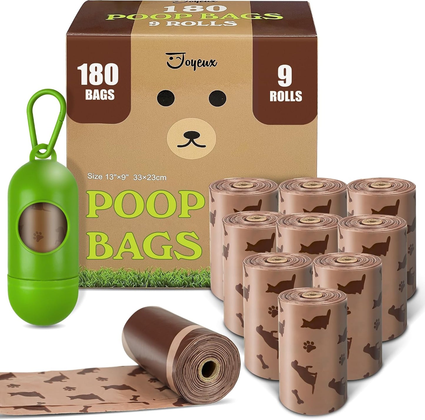 Joyeux premium imported USA pet care supplies collection featuring leak resistant waste bags.