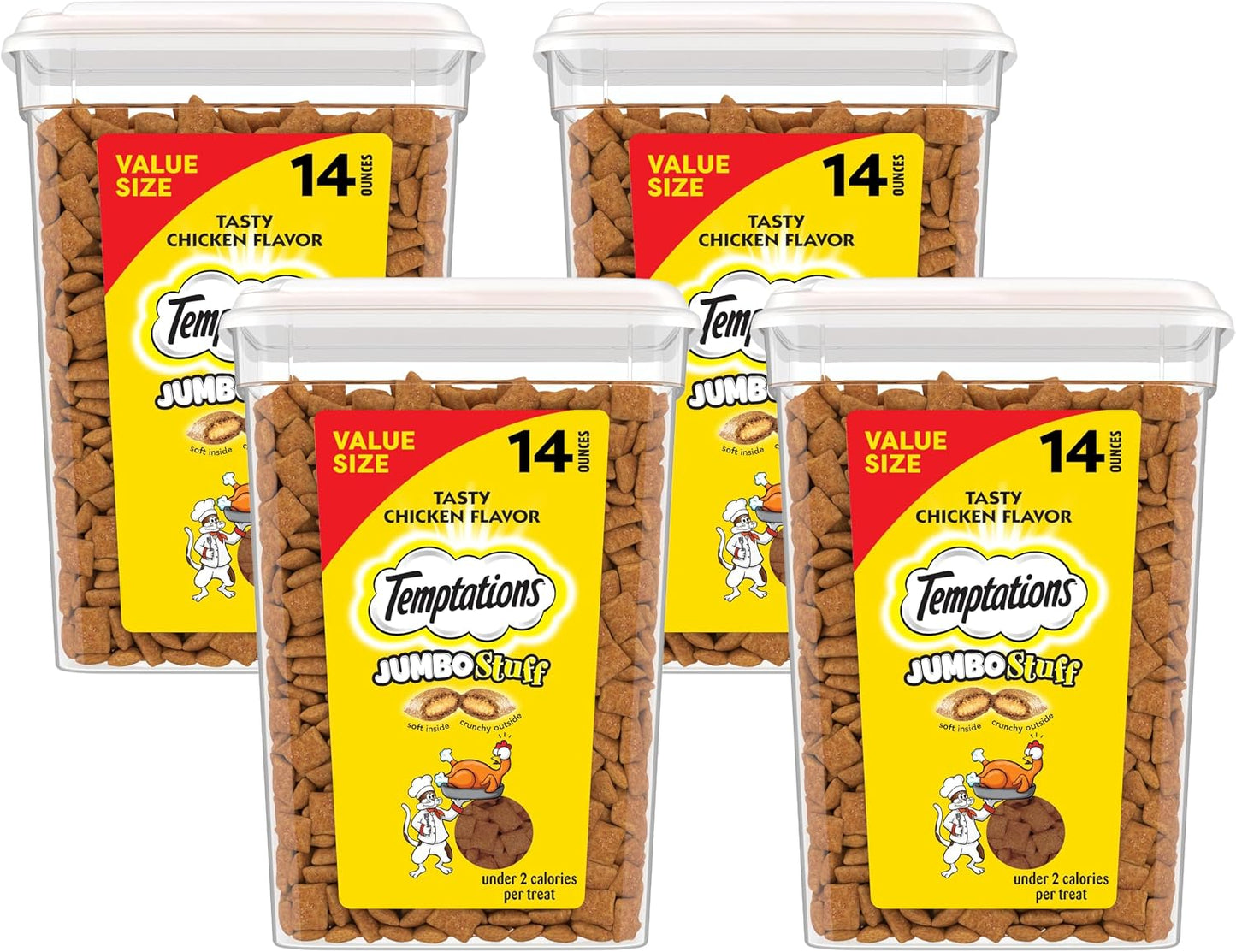 Temptations Jumbo Stuffed Cat Treats, Crunchy and Soft Cat Treats, Tasty Chicken Flavor, 14 oz. Tub - Image 15