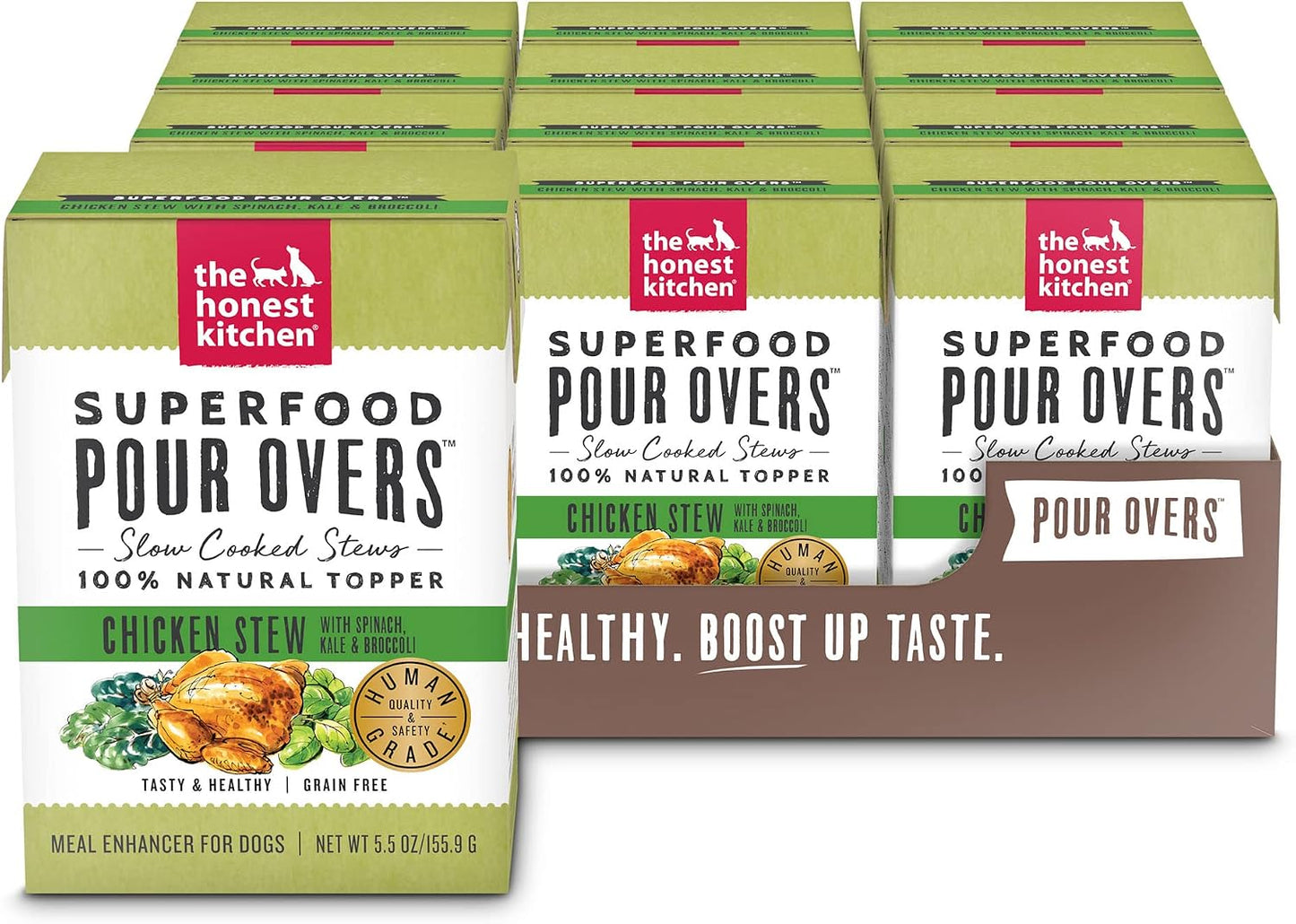 The Honest Kitchen Human Grade Superfood POUR OVERS Wet Toppers for Dogs (12 Pack), 5.5 oz - Beef & Lamb Stew - Image 9