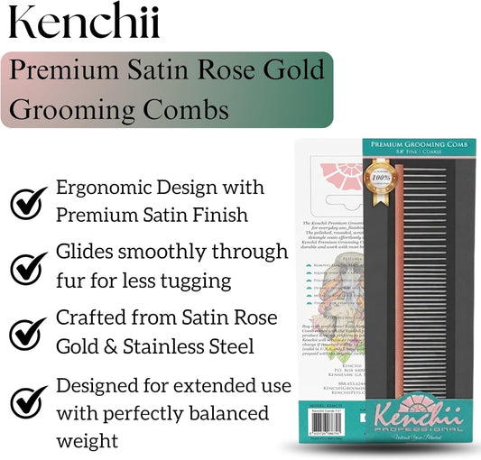 Close up view of the square spine grip on the premium Kenchii pet detangling comb.