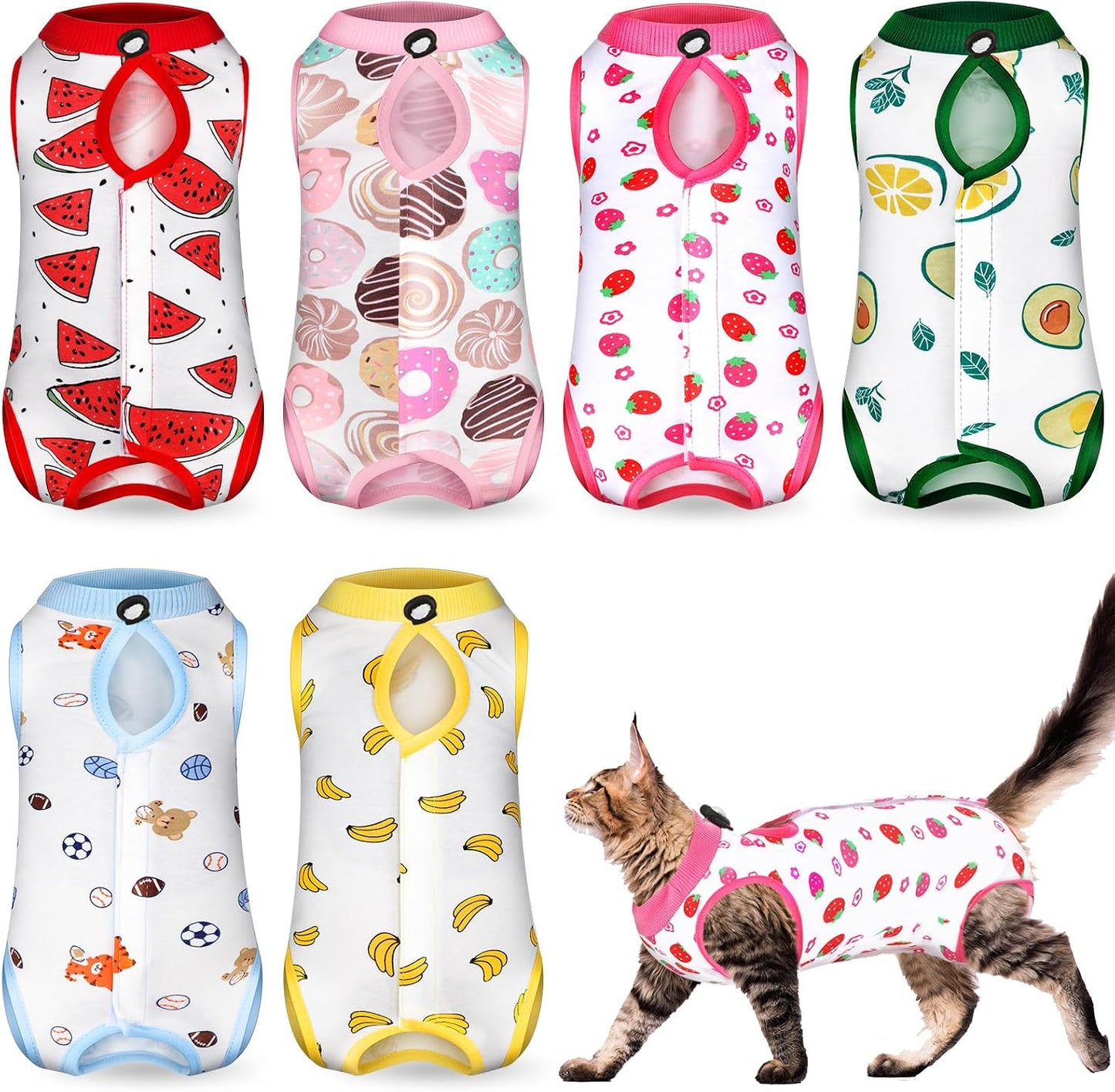 Kacctyen post operative pet clothes displayed in full six pack option.