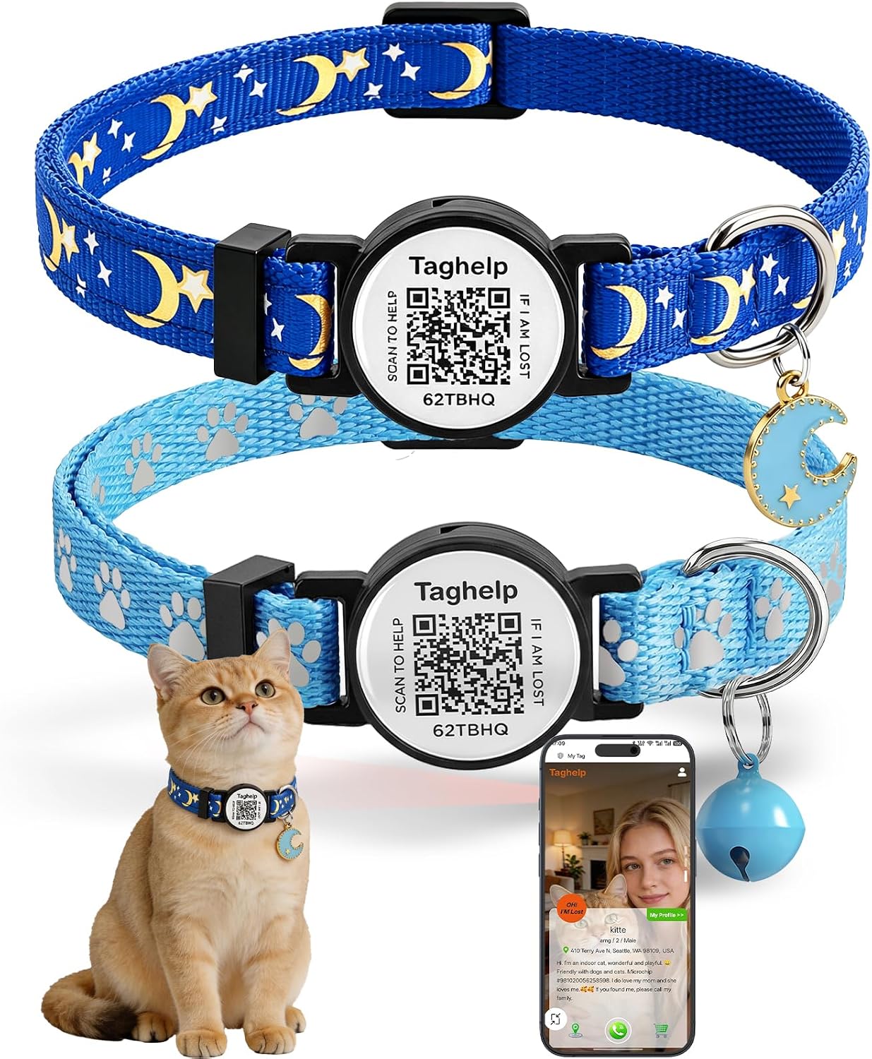 2 Pack Solid & Safe Safety Kitten Collars with Smart QR Code ID Tag for Girl Boy for Cats, Pet Collar, Breakaway Cat Collar,Silent, Lightweight,Durable QR Code Pet ID Tags (Blue) - Image 15
