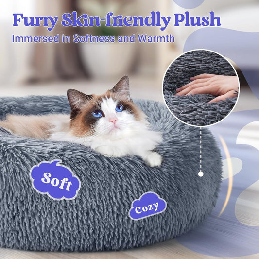 Rabbitgoo 20 inch fluffy faux fur cat bed for kittens