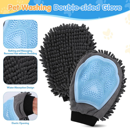 Silicone pet shampoo brush and self cleaning slicker brush close up