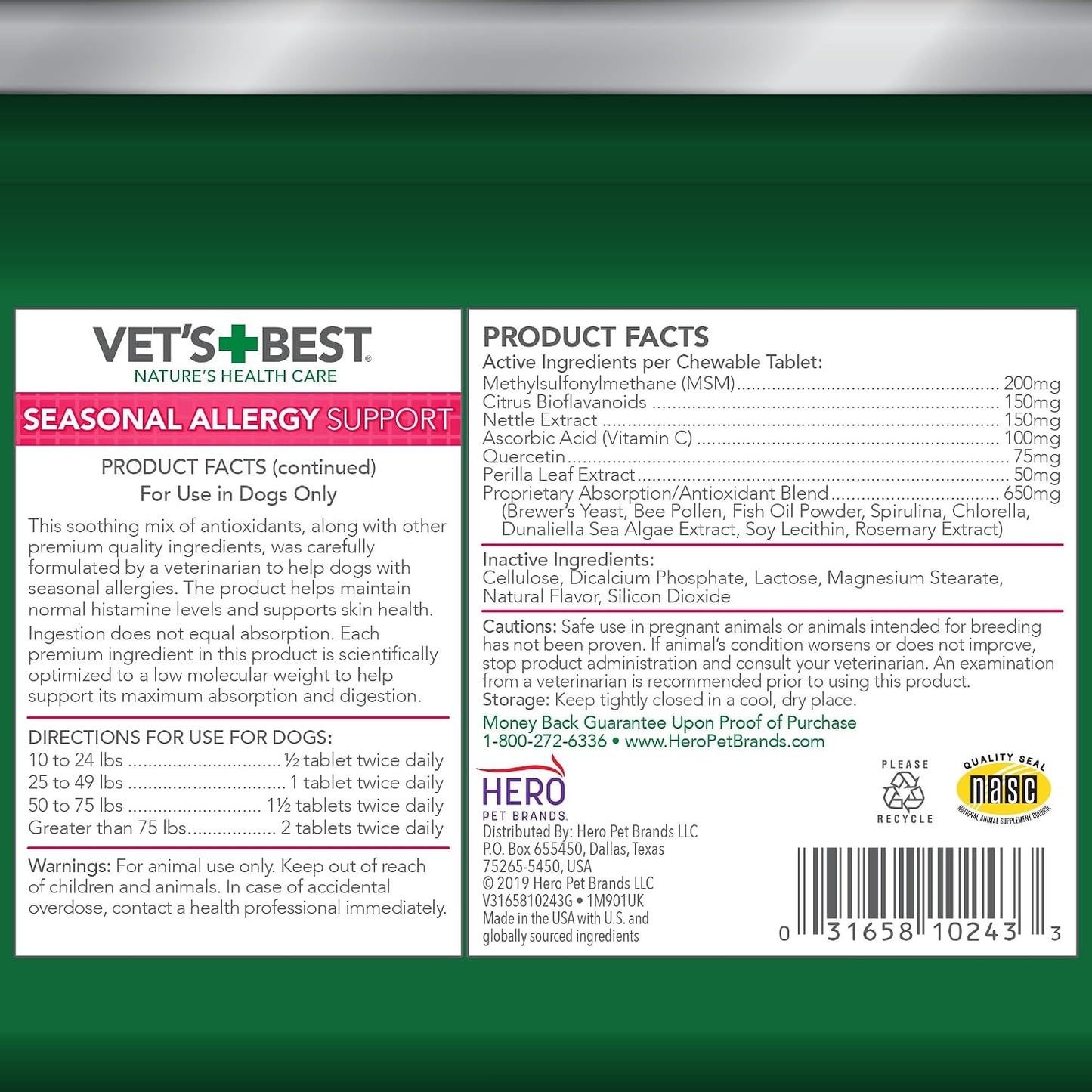 Natural skin relief supplement for dogs by Vet's Best