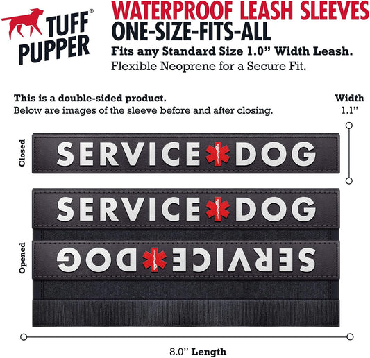 Heavy duty silicone dog leash wrap attached to a black fabric leash.