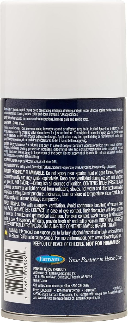 Close up of Farnam Wound-Kote bottle packaging details